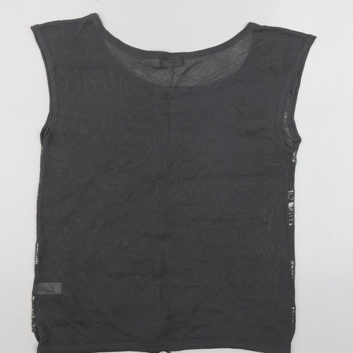 Principles Women’s Grey Metallic Striped Scoop Neck Tank Top Size 14