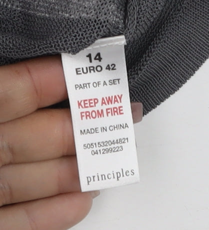 Principles Women’s Grey Metallic Striped Scoop Neck Tank Top Size 14