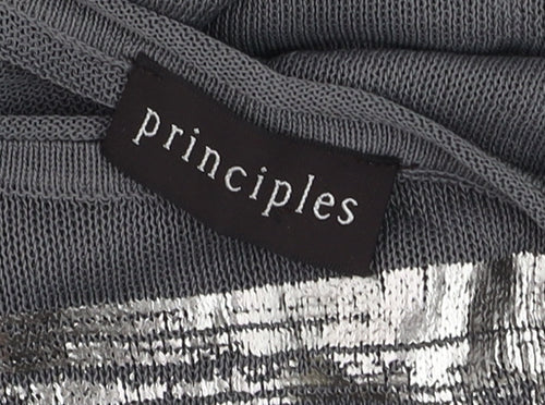 Principles Women’s Grey Metallic Striped Scoop Neck Tank Top Size 14