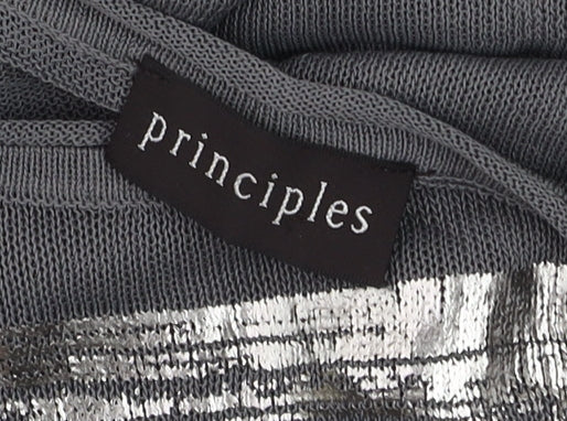 Principles Women’s Grey Metallic Striped Scoop Neck Tank Top Size 14