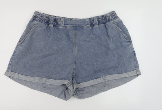 SHEIN Curve Blue Denim Cotton Blend Casual Women's 4XL Shorts