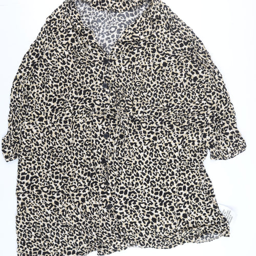 ASOS DESIGN Curve Women’s Beige Leopard Print Shirt Dress Size 22