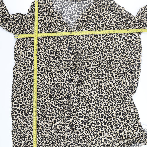 ASOS DESIGN Curve Women’s Beige Leopard Print Shirt Dress Size 22