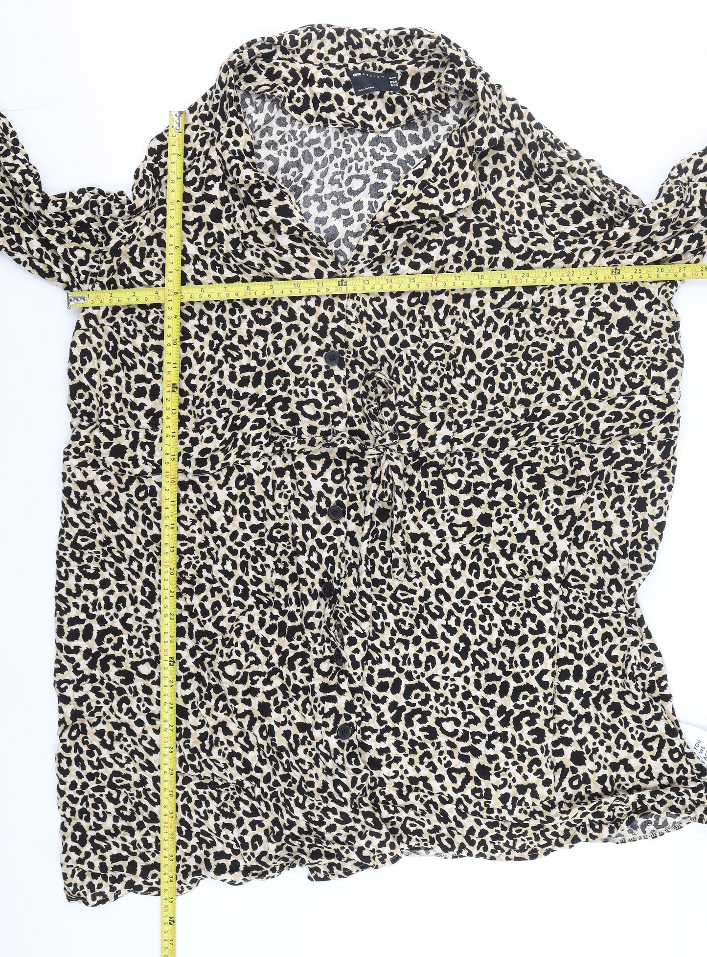 ASOS DESIGN Curve Women’s Beige Leopard Print Shirt Dress Size 22