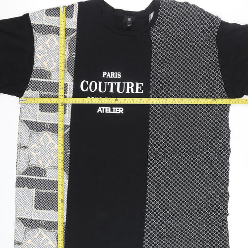 River Island Plus Women’s Black Colourblock Paris Couture T-Shirt Size 22