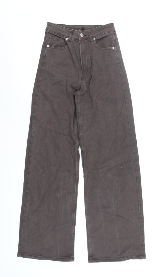 H&M Divided Women Brown Wide-Leg High-Rise Jeans Size 6