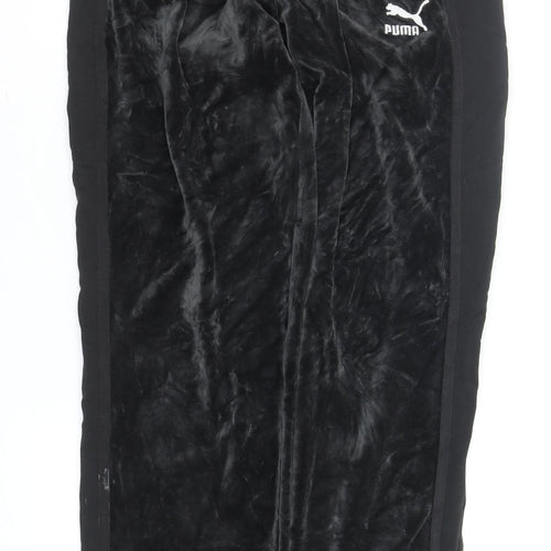 Puma Men's Black Velour Track Pants XS Regular Fit Activewear