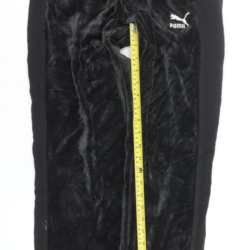 Puma Men's Black Velour Track Pants XS Regular Fit Activewear