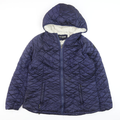 Steve Madden Womens Blue Quilted Hooded Puffer Jacket XL