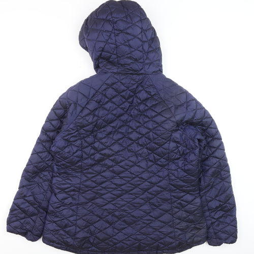 Steve Madden Womens Blue Quilted Hooded Puffer Jacket XL