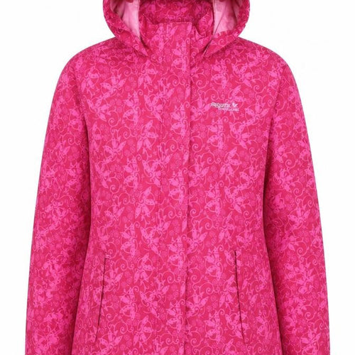 Regatta Teens Pink Butterfly Print Waterproof Hooded Rain Jacket Size 14