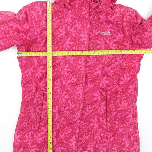 Regatta Teens Pink Butterfly Print Waterproof Hooded Rain Jacket Size 14