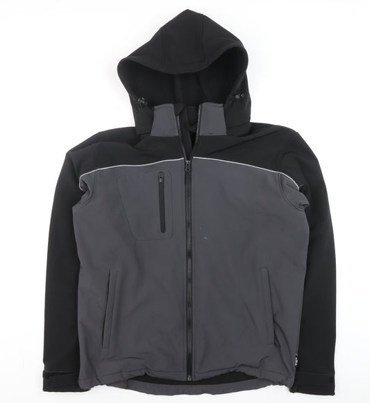 Site Men's Grey Soft Shell Hooded Work Jacket Size M