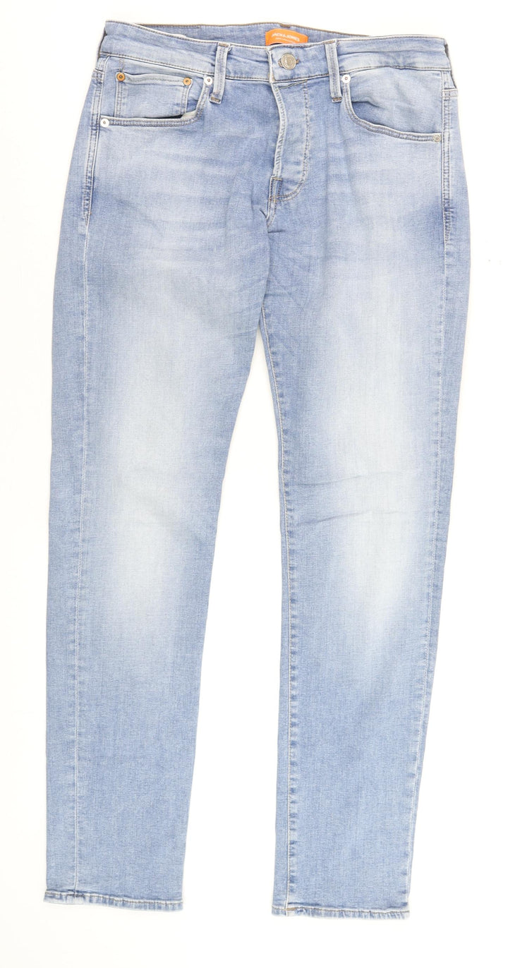 Jack & Jones Men's Blue Slim Straight Jeans 32W 32L Denim Comfort Fit