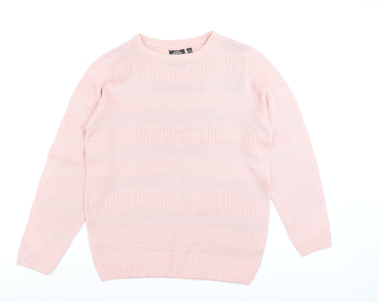 Le Breve Women Pink Knit Crew Neck Pullover Jumper Size M