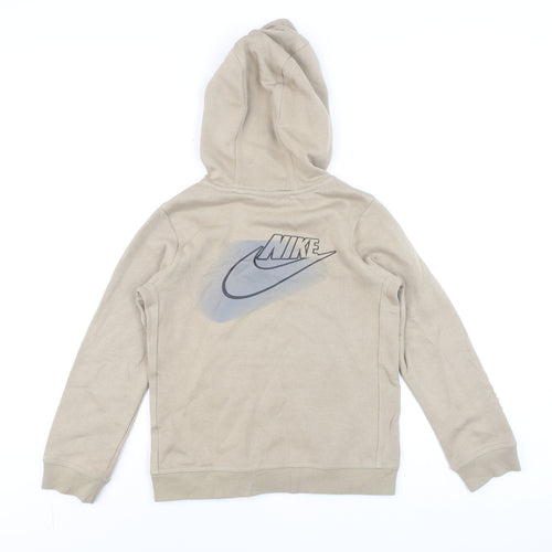 Nike Teens Beige Pullover Hoodie M Logo Graphic Fleece Sweatshirt