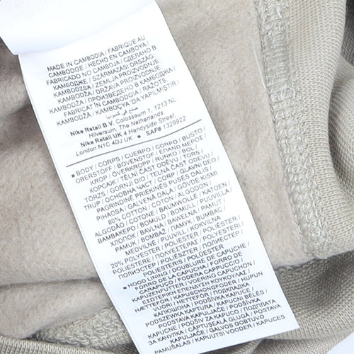 Nike Teens Beige Pullover Hoodie M Logo Graphic Fleece Sweatshirt