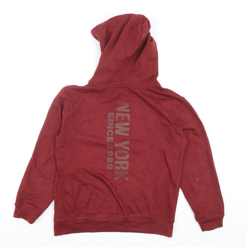 DKNY Jeans Teens Red Pullover Hoodie 12 Plus Graphic Logo Fleece