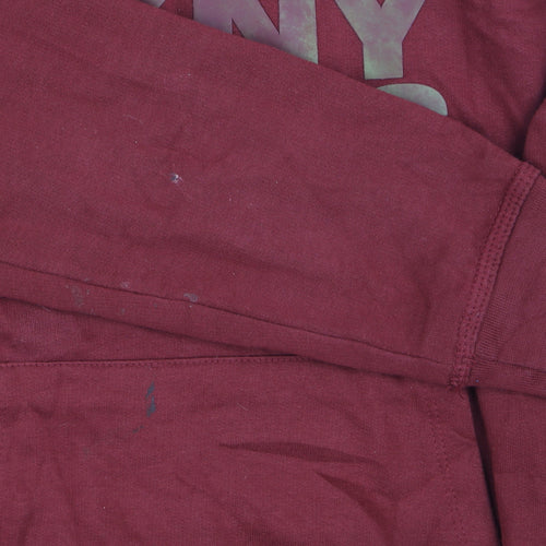 DKNY Jeans Teens Red Pullover Hoodie 12 Plus Graphic Logo Fleece