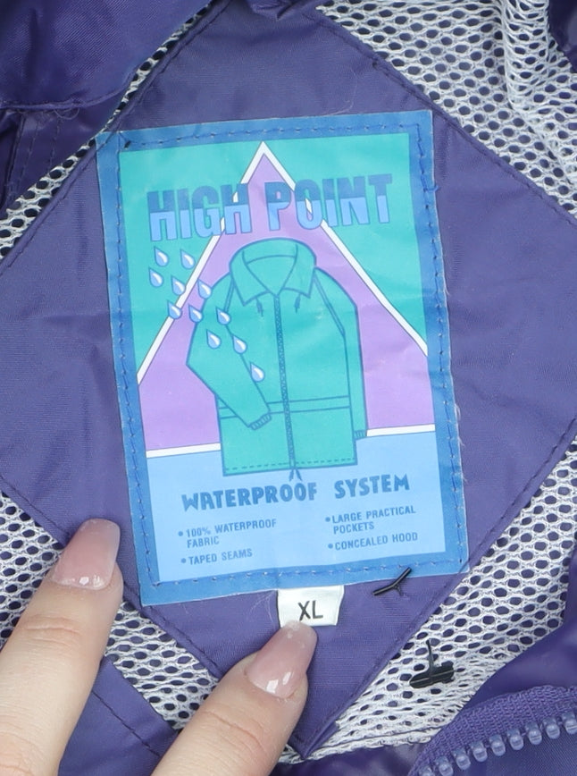 High Point Womens Purple XL Waterproof Rain Coat Hooded Jacket
