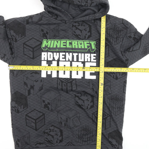 Minecraft Boys Grey Hoodie Adventure Mode 12-13 Years Pullover Cotton Blend