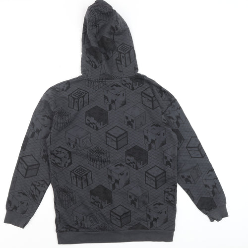 Minecraft Boys Grey Hoodie Adventure Mode 12-13 Years Pullover Cotton Blend