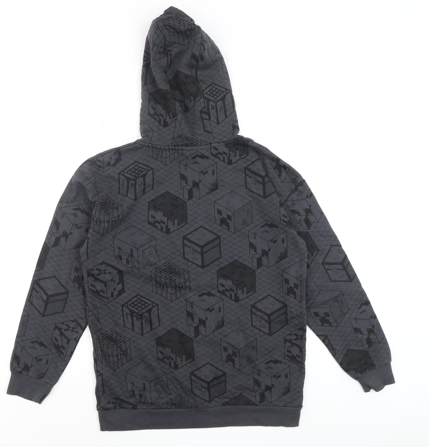 Minecraft Boys Grey Hoodie Adventure Mode 12-13 Years Pullover Cotton Blend