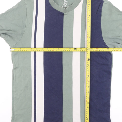 Next Men's Blue Striped Cotton Crew Neck T-Shirt Size M Regular Fit