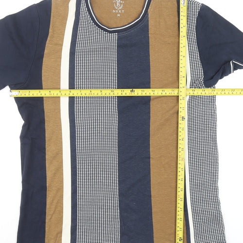 Next Men's Blue Striped Cotton Crew Neck Short Sleeve T-Shirt M
