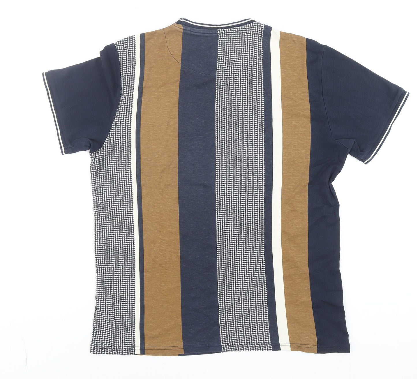 Next Men's Blue Striped Cotton Crew Neck Short Sleeve T-Shirt M