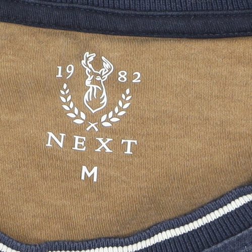 Next Men's Blue Striped Cotton Crew Neck Short Sleeve T-Shirt M