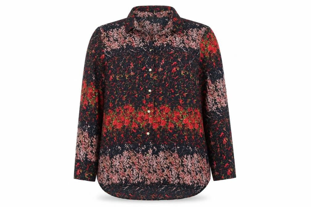 Front view of Next women’s multicoloured floral button-up long sleeve shirt uk 12