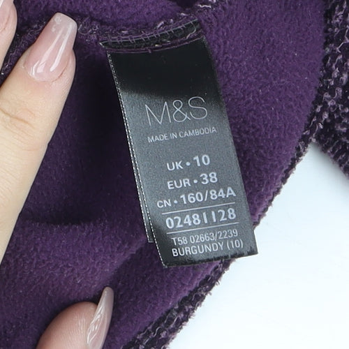 Marks and Spencer Women's Purple Classic Fleece Jacket Size 10