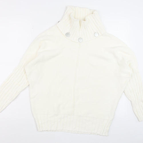 Marble Womens Ivory Roll Neck Cotton Jumper Size 10