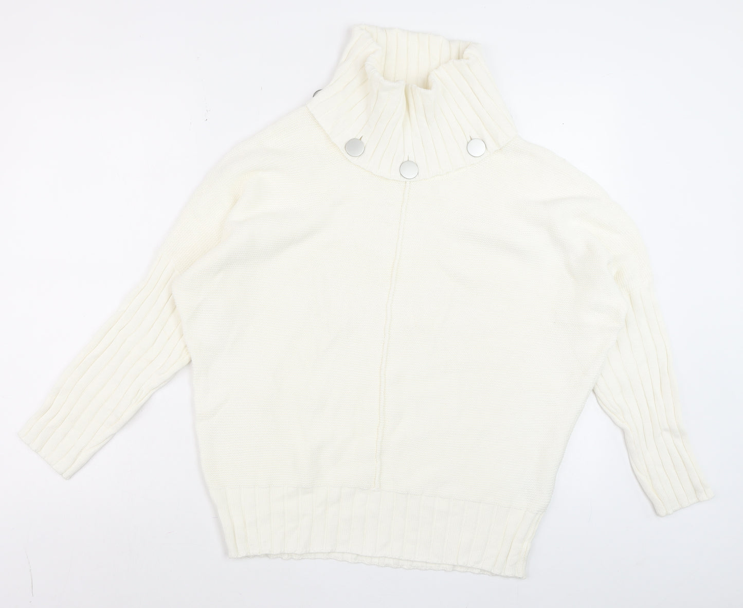 Marble Womens Ivory Roll Neck Cotton Jumper Size 10