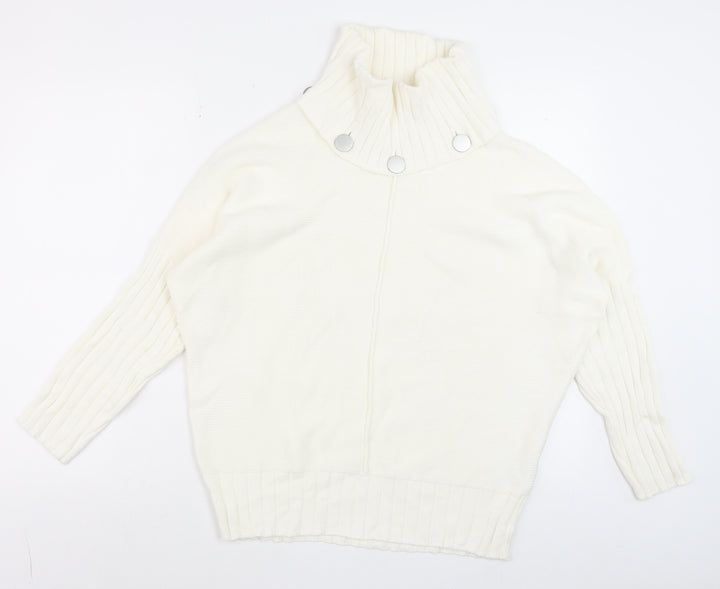 Marble Womens Ivory Roll Neck Cotton Jumper Size 10