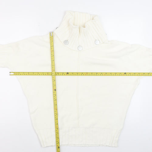 Marble Womens Ivory Roll Neck Cotton Jumper Size 10