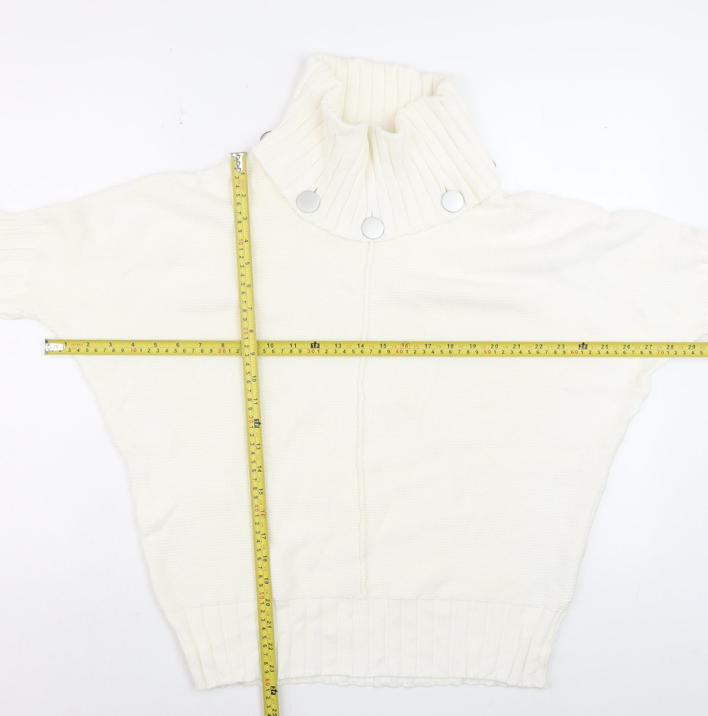 Marble Womens Ivory Roll Neck Cotton Jumper Size 10