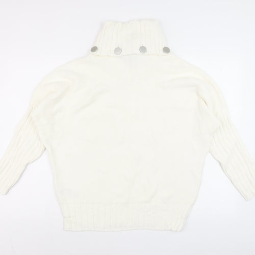 Marble Womens Ivory Roll Neck Cotton Jumper Size 10