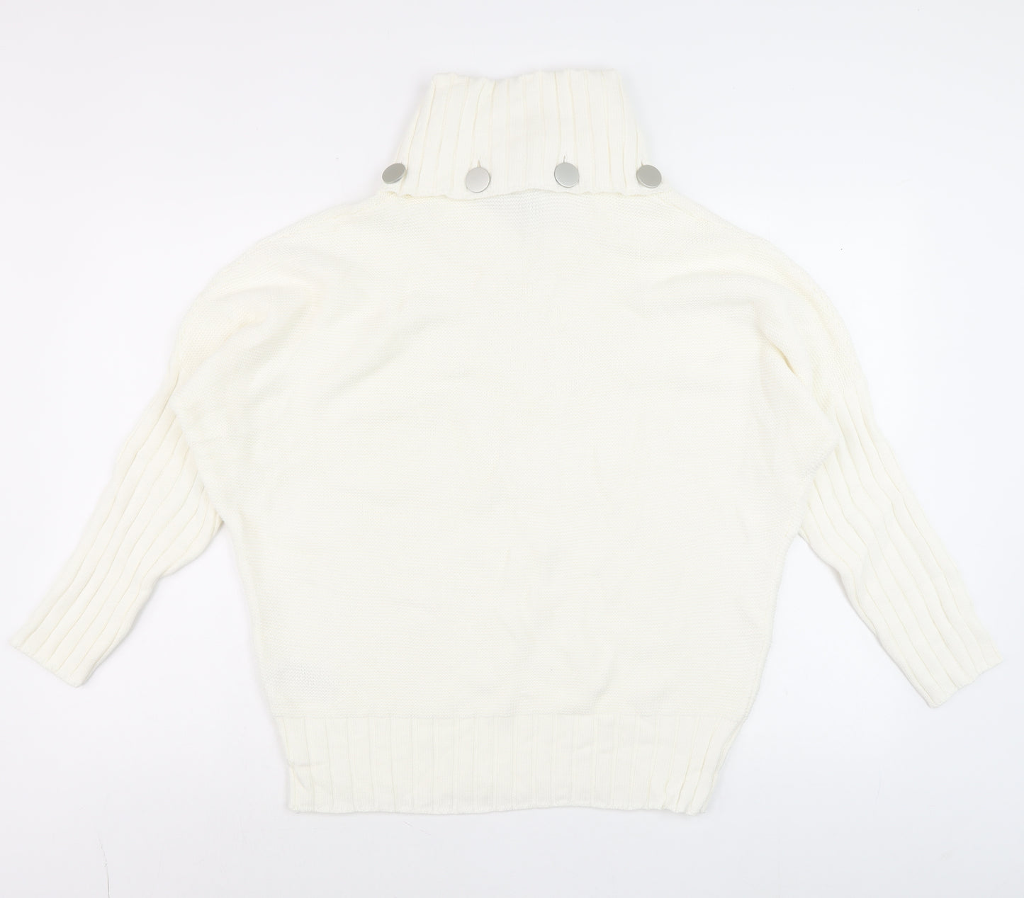Marble Womens Ivory Roll Neck Cotton Jumper Size 10