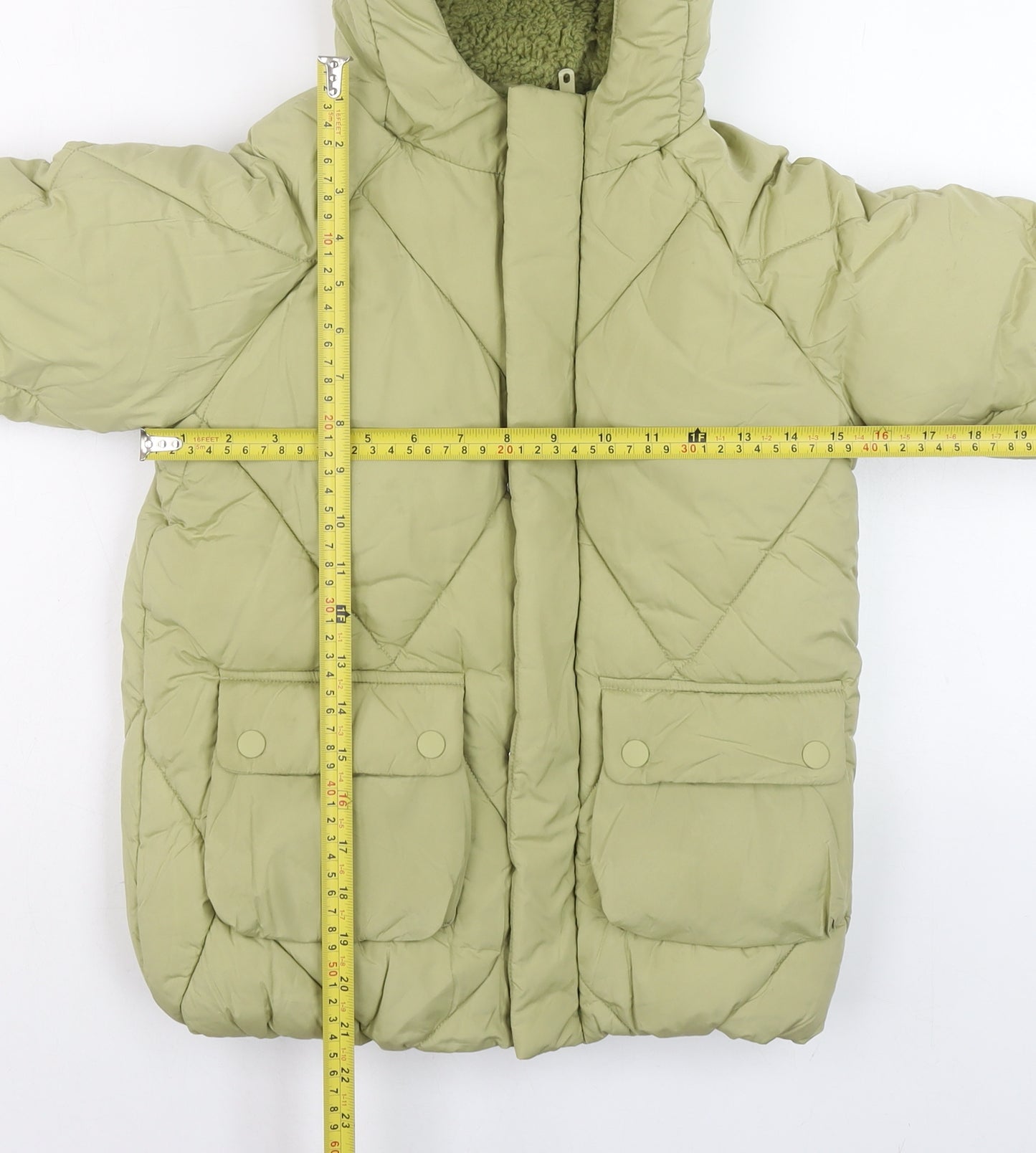 Marks and Spencer Boys Green Hooded Puffer Jacket 6-7 Years Shower Resistant