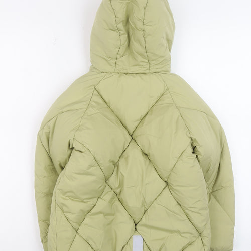 Marks and Spencer Boys Green Hooded Puffer Jacket 6-7 Years Shower Resistant
