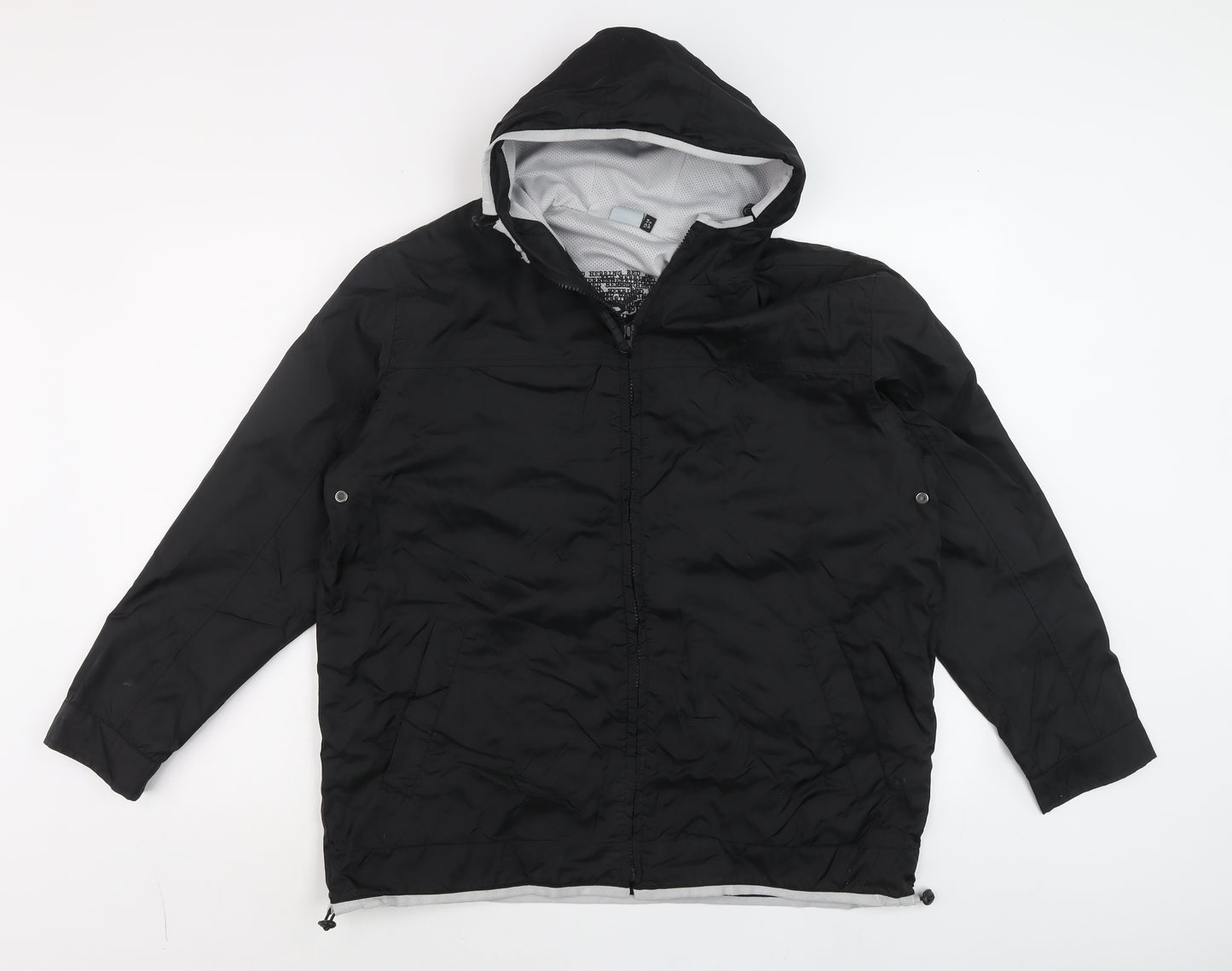 Red Herring Boys Black Hooded Windbreaker Jacket Size 13 Years