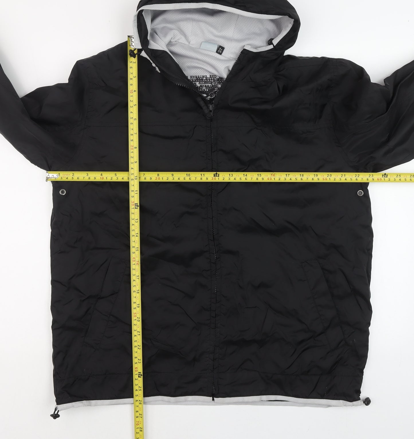 Red Herring Boys Black Hooded Windbreaker Jacket Size 13 Years