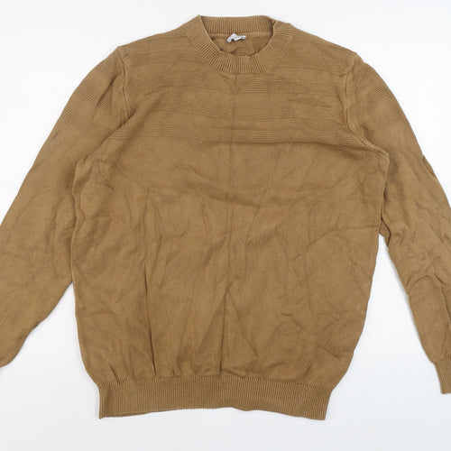 Celio Men’s Beige Cotton Crew Neck Pullover Jumper Size L