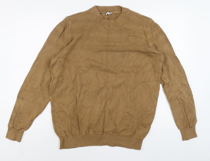 Celio Men’s Beige Cotton Crew Neck Pullover Jumper Size L