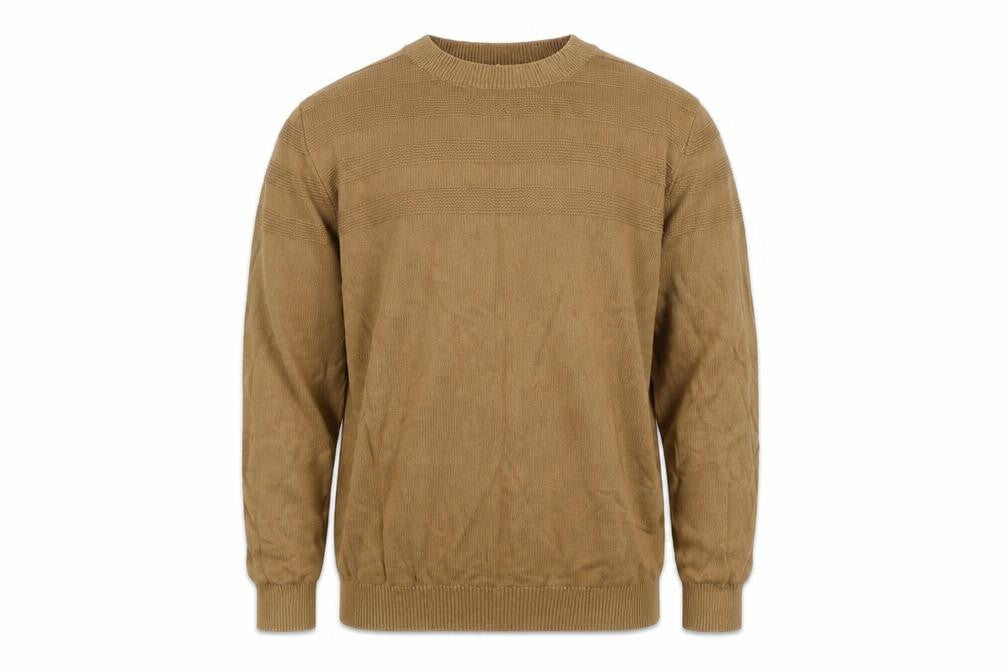 Front view of Celio Men’s Beige Cotton Crew Neck jumper, size L