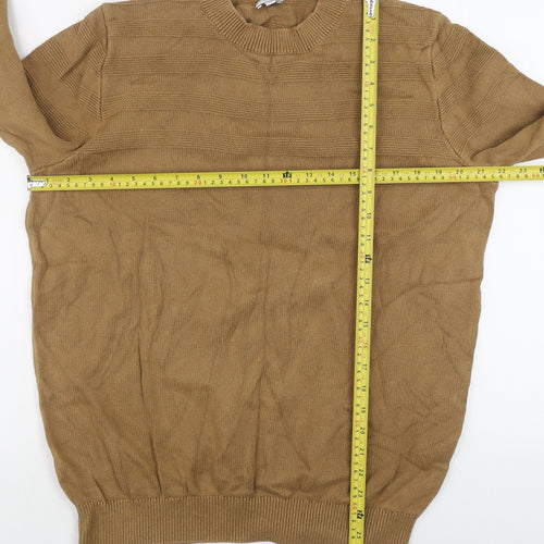 Celio Men’s Beige Cotton Crew Neck Pullover Jumper Size L