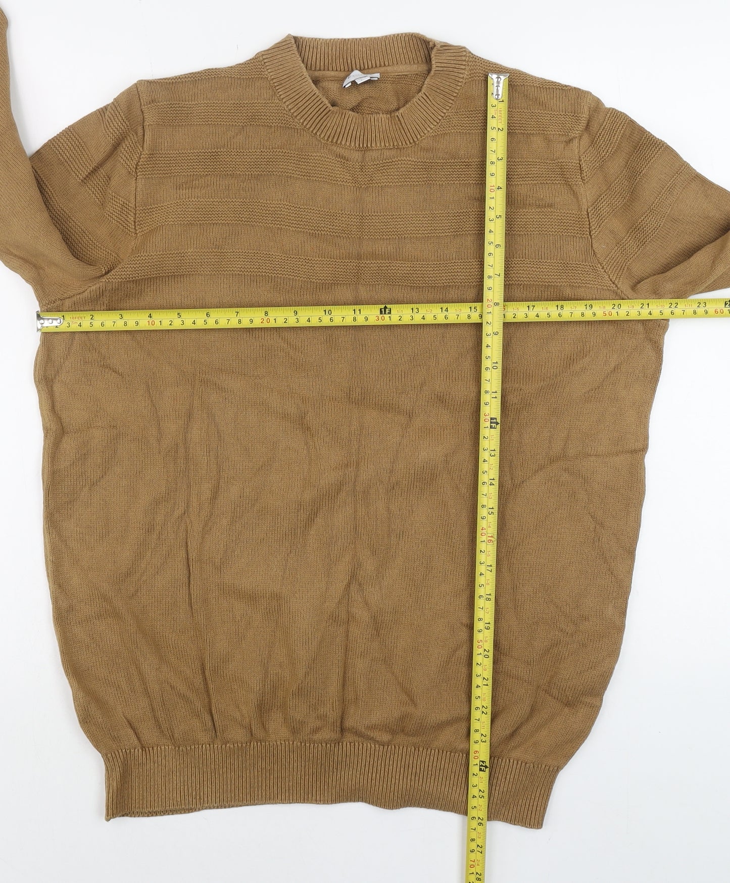 Celio Men’s Beige Cotton Crew Neck Pullover Jumper Size L