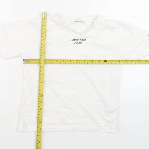 Calvin Klein Jeans Women's White Basic Logo Cotton T-Shirt Size 6
